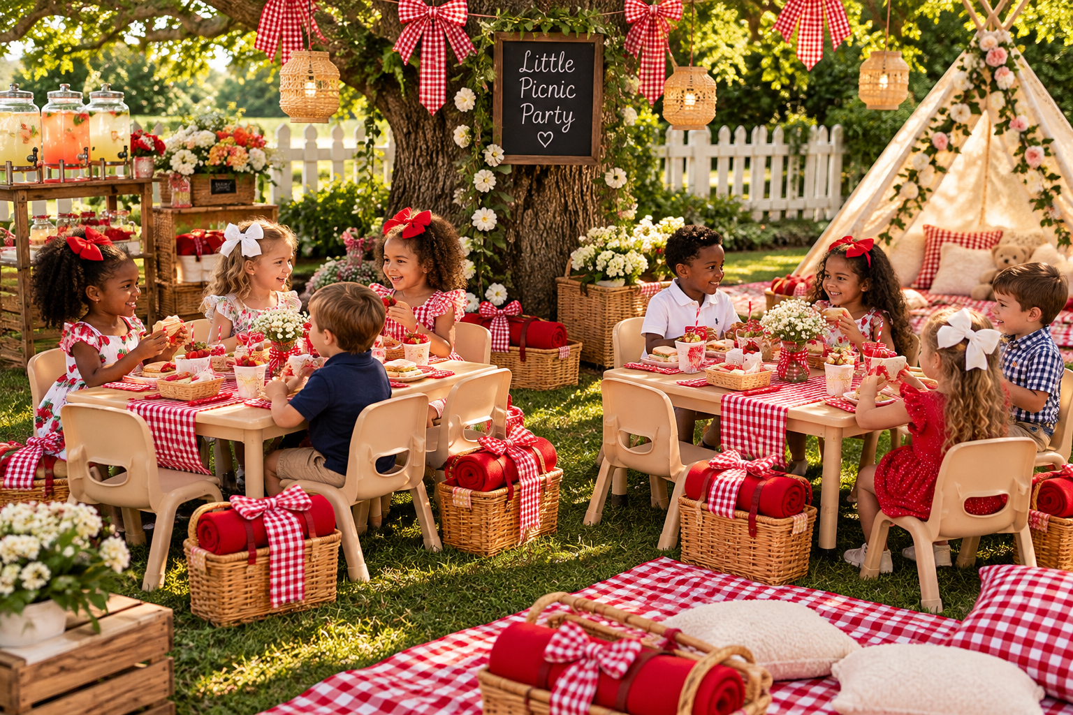 Little Picnic Party child-sized picnic setup